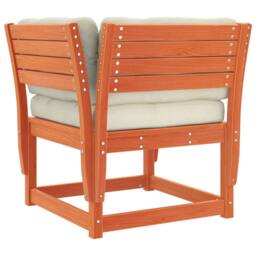 Berkfield Home Garden Sofa Armrest with Cushions Wax Brown Solid Wood Pine - thumbnail 7