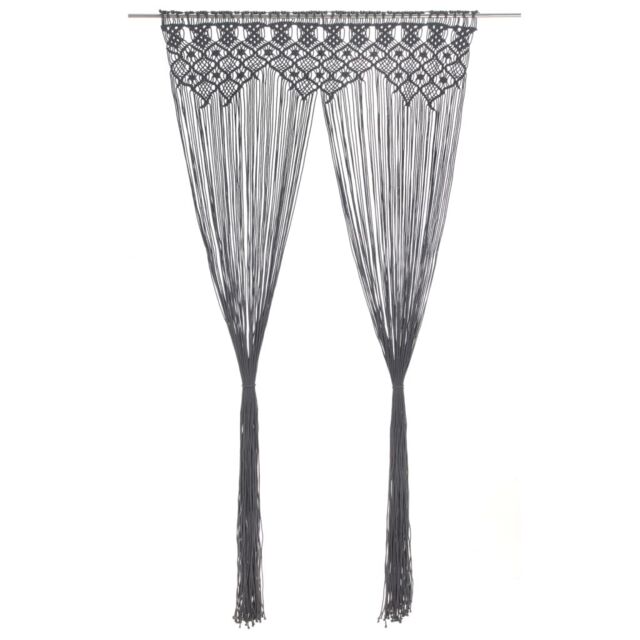 Berkfield Home Macrame Curtain Anthracite 140x240 cm Cotton - image 1