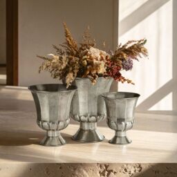 Orsina Reza Oversized Antique Planters - Set of 3 in Silver - thumbnail 1