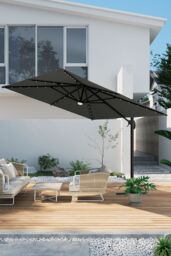 H&O Direct Outdoor Square Cantilever Parasol with Solar Lights（No Base） in Dark Grey - thumbnail 3
