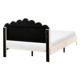 Wyld and Coco Small Double Velvet Bed Beige 3 Height Adjustable Headboard Metal - thumbnail 6