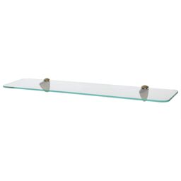 Harbour Housewares Rounded Floating Glass Shelf - 60cm - Bathroom Storage Display Unit in Gold - thumbnail 1