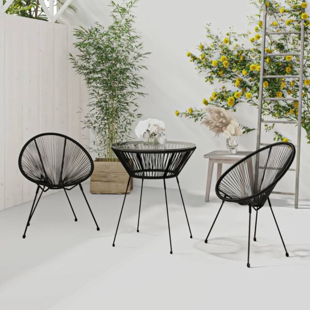 Berkfield Home 3 Piece Outdoor Dining Set PVC Rattan Black - image 1