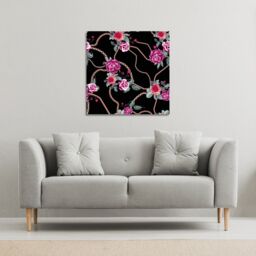 Benjamin Tate Design Chain & flowers pattern (Canvas Print) / 46 x 46 x 4cm in Natural - Size: 46 x 46 x 4 cm - thumbnail 1