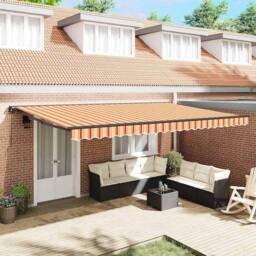 Berkfield Home Retractable Awning Manual Yellow & Orange 500x300 cm - thumbnail 2
