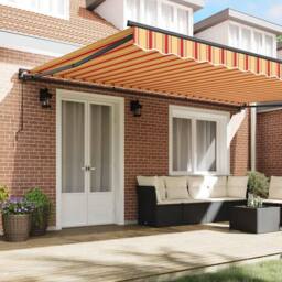 Berkfield Home Retractable Awning Manual Yellow & Orange 500x300 cm - thumbnail 3