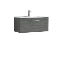 Balterley Bathroom 1 Soft Close Drawer, Wall Hung Vanity Unit, Anthracite, 800mm in Grey - thumbnail 1