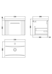 Balterley Wall Hung 1 Drawer Vanity Unit - Mid-Edge Basin 500mm, Satin Blue - thumbnail 7