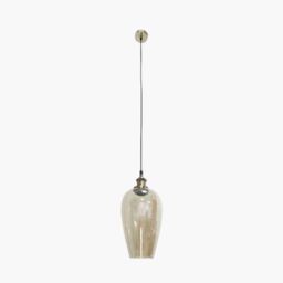 Ruma Glass Pendant Ceiling Light with Antique Silver Metal Chain Pendant in Natural - thumbnail 2