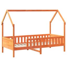 Berkfield Home Kids' House Bed Frame without Mattress Wax Brown 90x200 cm Pine - thumbnail 3