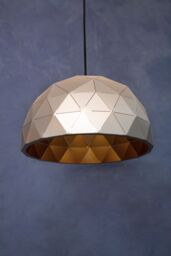Orsina Small Silver Dome Pendant Light, Geometric Metallic Pendant With Gold Interior, Modern Ceiling Light - thumbnail 2