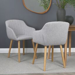 Home Garden Direct Luciano - Dining Chairs in Premium Textured Linen (Set of 2) in Grey - thumbnail 2