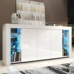 Mex Furniture LTD Sideboard Eden 164cm - White with Gloss Doors & LED Lights