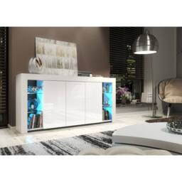 Mex Furniture LTD Sideboard Eden 164cm - White with Gloss Doors & LED Lights - thumbnail 2