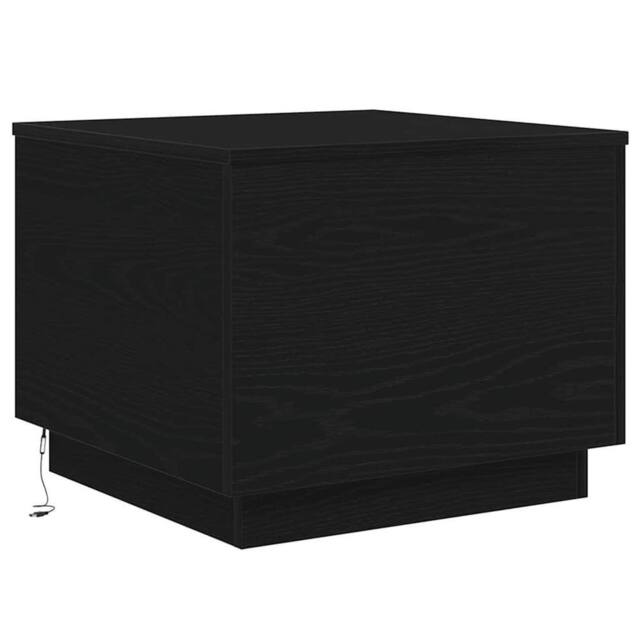 Berkfield Home Modern Coffee Table with LED Lights Black Oak 50x50x40 cm - Size: 50 x 50 x 40 cm - image 1