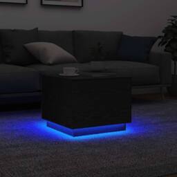Berkfield Home Modern Coffee Table with LED Lights Black Oak 50x50x40 cm - Size: 50 x 50 x 40 cm - thumbnail 5