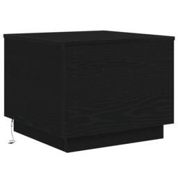 Berkfield Home Modern Coffee Table with LED Lights Black Oak 50x50x40 cm - Size: 50 x 50 x 40 cm - thumbnail 1