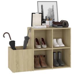 Berkfield Home Hall Shoe Cabinet Sonoma Oak 105x35.5x70 cm Engineered Wood in Light Brown - thumbnail 4