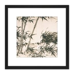 Artery8 Xia Chang Bamboo Spring Rain Screen Painting 8X8 Inch Square Wooden Framed Wall Art Print Picture with Mount in Black - thumbnail 1