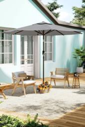 H&O Direct Outdoor 3m Traditional Garden Parasol（Base not included） in Light Grey - thumbnail 2