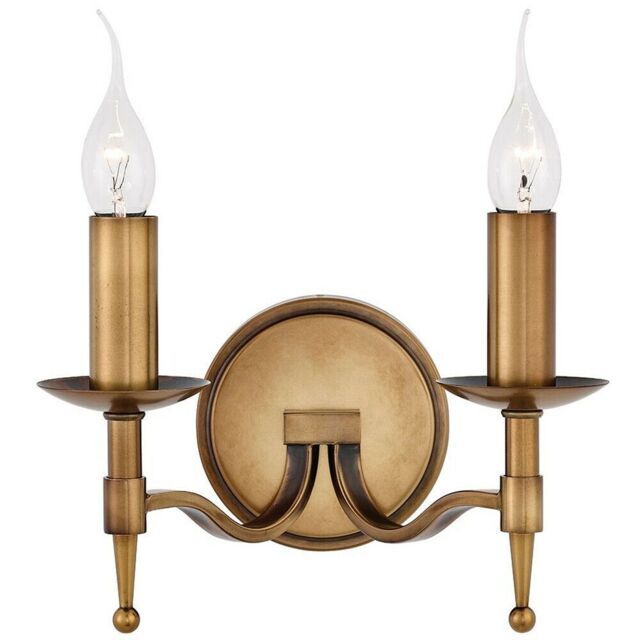 Loops Avery Luxury Twin Wall Light Antique Brass Traditional Candelabra Lamp Holder in Metallics - image 1