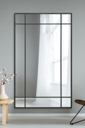 "MirrorOutlet Black Contemporary Wall & Leaner Mirror 71"" X 43"" (180 x 110CM) - Size: 1 Pack"