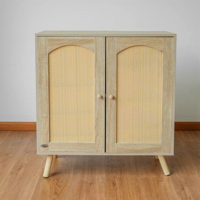Abrihome Rattan Sideboard Cabinet with 2 Doors & Adjustable Shelf in Natural - Size: 1 Pack - image 1