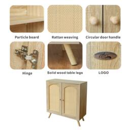 Abrihome Rattan Sideboard Cabinet with 2 Doors & Adjustable Shelf in Natural - Size: 1 Pack - thumbnail 3