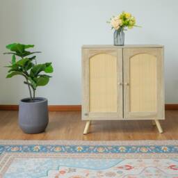 Abrihome Rattan Sideboard Cabinet with 2 Doors & Adjustable Shelf in Natural - Size: 1 Pack - thumbnail 2