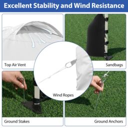 Gymax 300 x 300 cm Pop up Canopy Tent With 1 Sidewall & Wheeled Bag in White - thumbnail 7