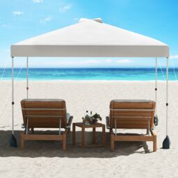 Gymax 300 x 300 cm Pop up Canopy Tent With 1 Sidewall & Wheeled Bag in White - thumbnail 5