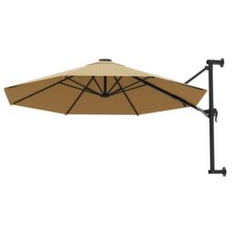 Berkfield Home Wall-Mounted Parasol with Metal Pole 300 cm Taupe in Beige - thumbnail 3