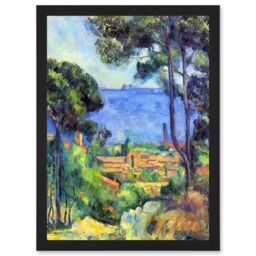 Artery8 Painting Cezanne Landscape View of L'Estaque & Chateaux d'If Artwork Framed Wall Art Print A4 in Black - thumbnail 1