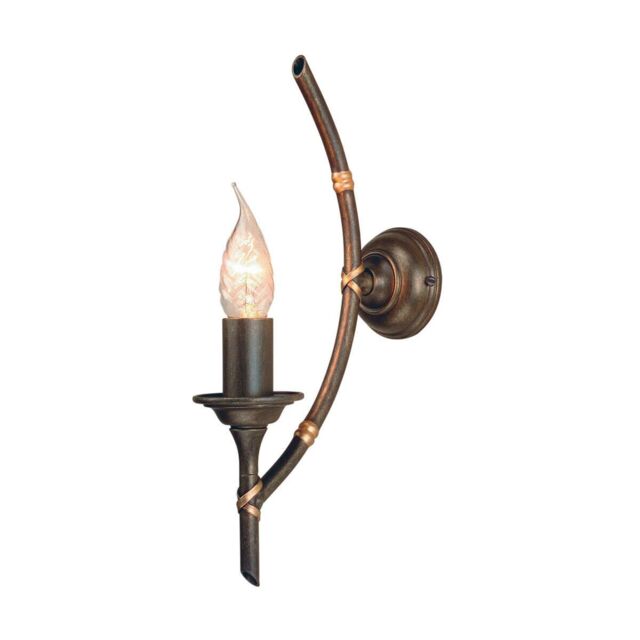 Loops Wall Light Tied Bamboo Canes Style Round Mounting Bronze Patina LED E14 60W