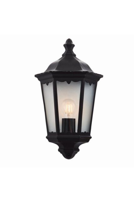 Netlighting Burford 1 Light Outdoor Wall Lantern Matt Black Paint Glass IP44 E27 - image 1