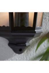 Netlighting Burford 1 Light Outdoor Wall Lantern Matt Black Paint Glass IP44 E27 - thumbnail 4
