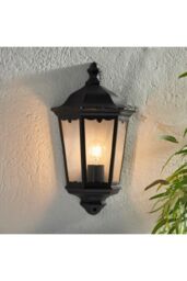 Netlighting Burford 1 Light Outdoor Wall Lantern Matt Black Paint Glass IP44 E27 - thumbnail 2