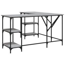 Berkfield Home Desk Grey Sonoma 139x139x75 cm Engineered Wood - Size: 139 x 139 x 75 cm - thumbnail 2