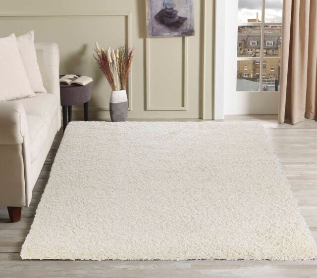 Desire Rugs Modern Elegant Soft Shaggy Rug for Living Rooms - Stylish Area Rugs in Ivory - Size: 60 cm x 110 cm - image 1