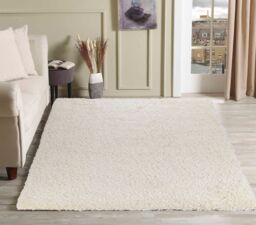 Desire Rugs Modern Elegant Soft Shaggy Rug for Living Rooms - Stylish Area Rugs in Ivory - Size: 60 cm x 110 cm