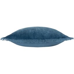 Furn Gracie 100% Cotton Velvet Fringed Cushion in Dark Blue - Size: 45 cm x 45 cm - thumbnail 3