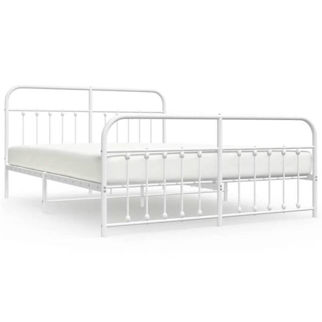 Berkfield Home Metal Bed Frame with Headboard & Footboard White 183x213 cm - image 1
