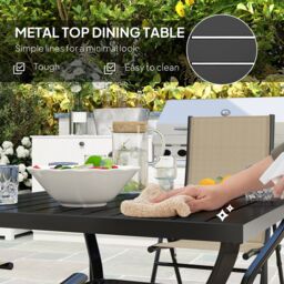 OUTSUNNY 5 PCs Garden Dining Set, Folding Chairs & Metal Top Table in Khaki - thumbnail 6