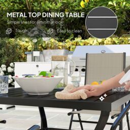 OUTSUNNY 5 PCs Garden Dining Set, Folding Chairs & Metal Top Table in Khaki - thumbnail 5