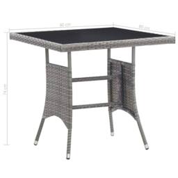 Berkfield Home Garden Table Grey 80x80x74 cm Poly Rattan - Size: 80 x 80 x 74 cm - thumbnail 6