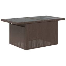 Berkfield Home Garden Table with Glass Top Brown 100x55x73 cm Poly Rattan - Size: 100 x 55 x 73 cm - thumbnail 7