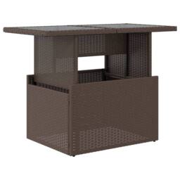 Berkfield Home Garden Table with Glass Top Brown 100x55x73 cm Poly Rattan - Size: 100 x 55 x 73 cm - thumbnail 3