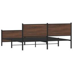 Berkfield Home Metal Bed Frame without Mattress Brown Oak 180x200 cm Super King - thumbnail 8