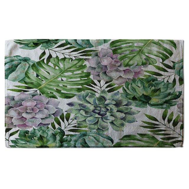 Benjamin Tate Design Watercolour Botanical Leaves Soft Bath Towel in Green - image 1