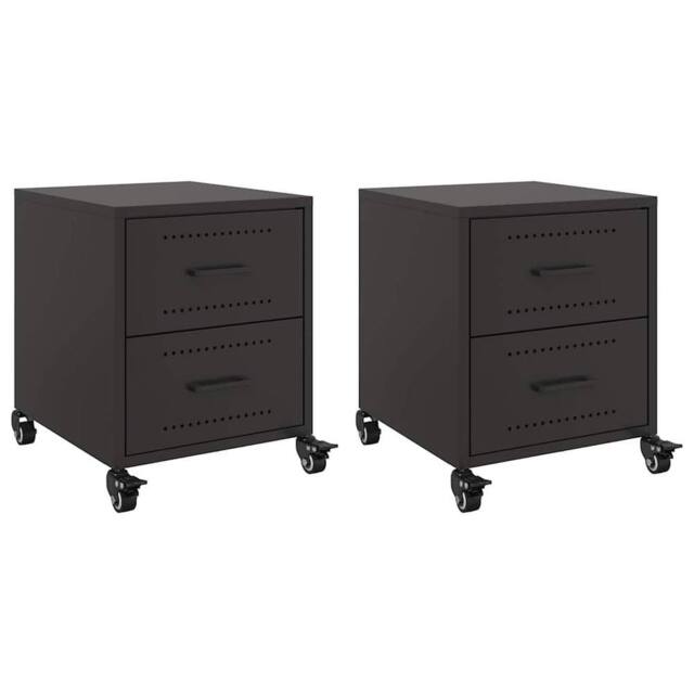 Berkfield Home Bedside Cabinets 2 pcs Black 36x39x43.5 cm Steel - image 1